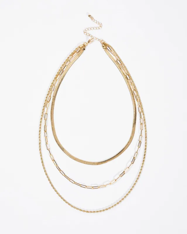 Tofina Layered Chain Necklace - Gold sold by Vici