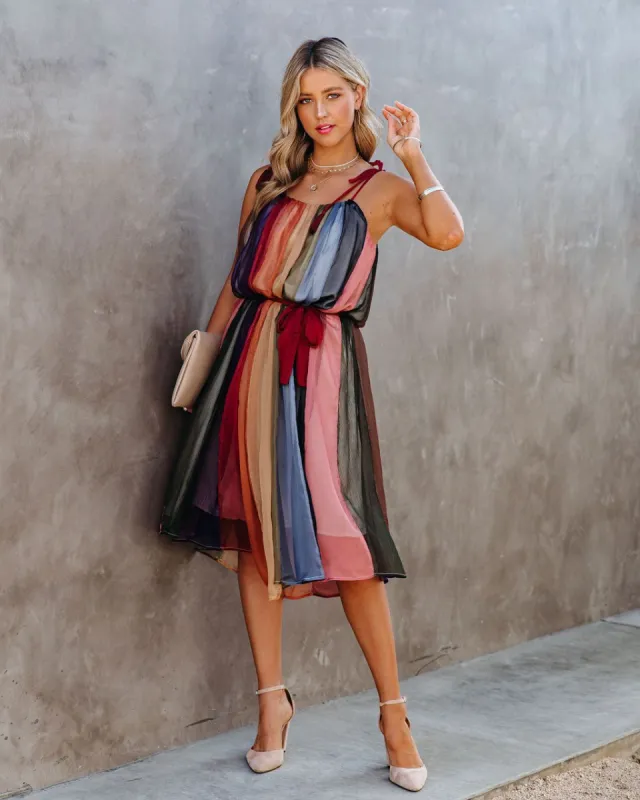 Zyva Striped Chiffon Tie Midi Dress - FINAL SALE sold by Vici