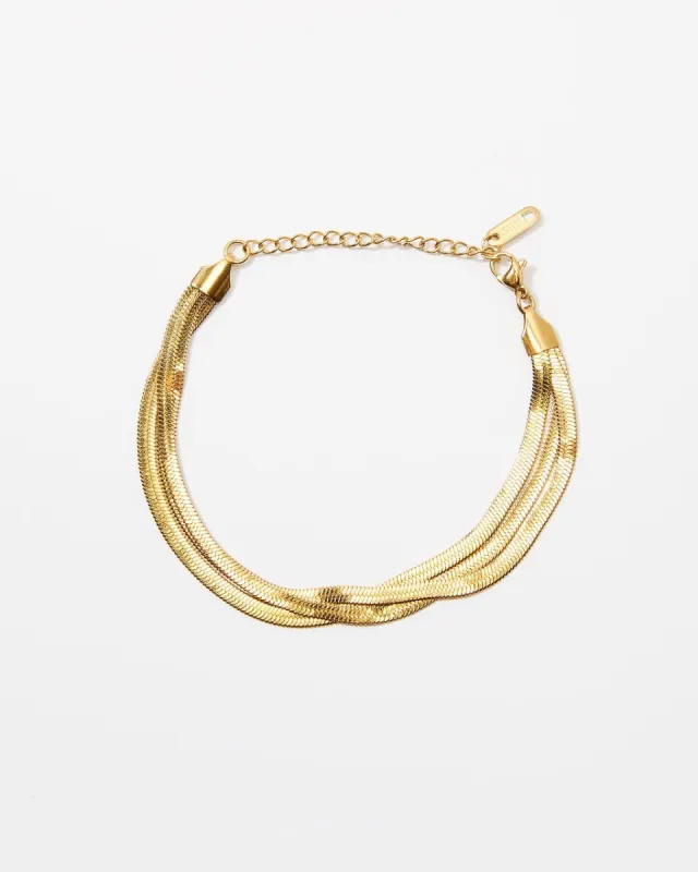 Giada Triple Herringbone Bracelet - Gold - SALE sold by Vici