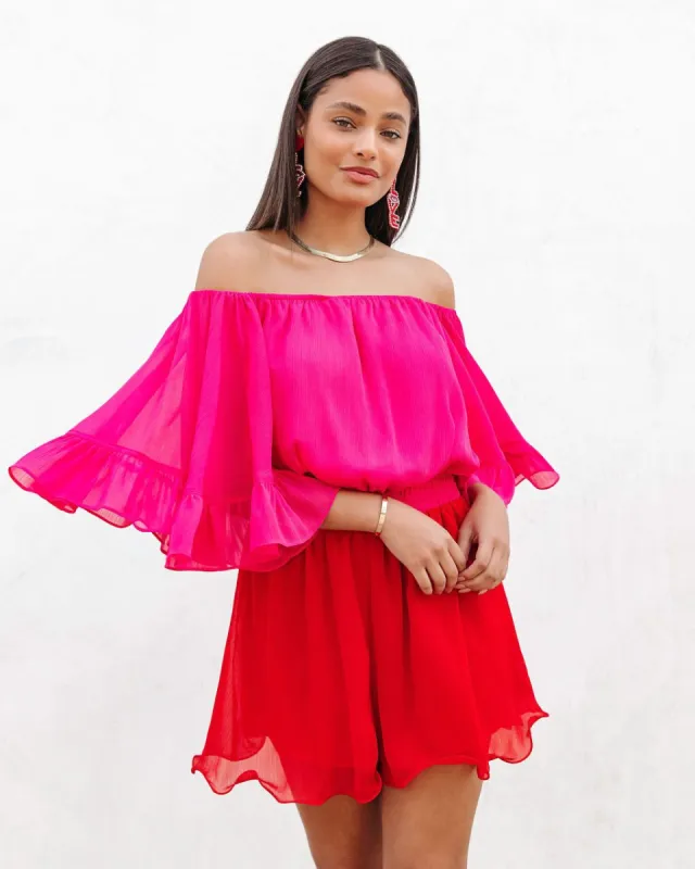 Valentina Colorblock Off The Shoulder Romper - FINAL SALE made by Vici