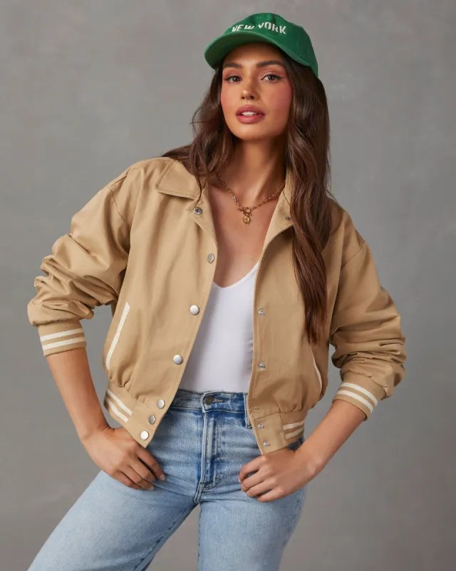 Wilson Varsity Bomber Jacket - Khaki sold by Vici