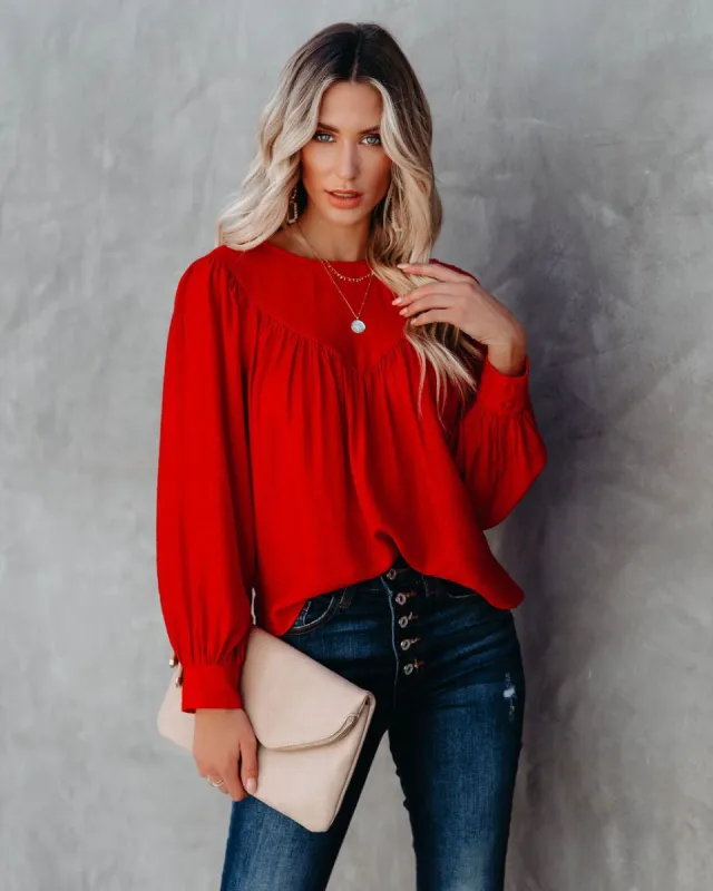 Bright As A Button Blouse - Red - FINAL SALE sold by Vici