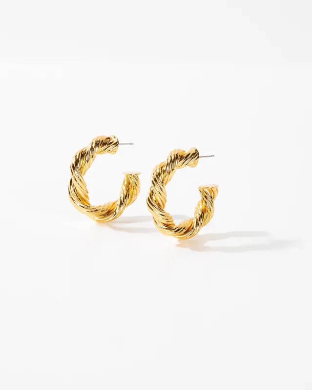 Hilda Twisted Hoop Earrings - Gold made by Vici