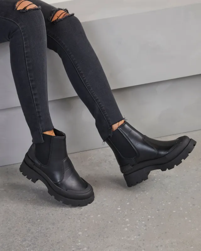 Adwin Lug Sole Chelsea Boots - Black sold by Vici