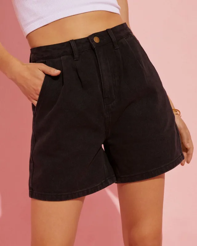 Candace High Rise Denim Shorts - Black sold by Vici