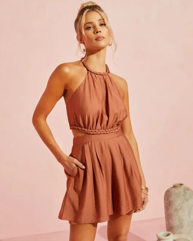Raze Halter Pocketed Romper - Clay - FINAL SALE sold by Vici