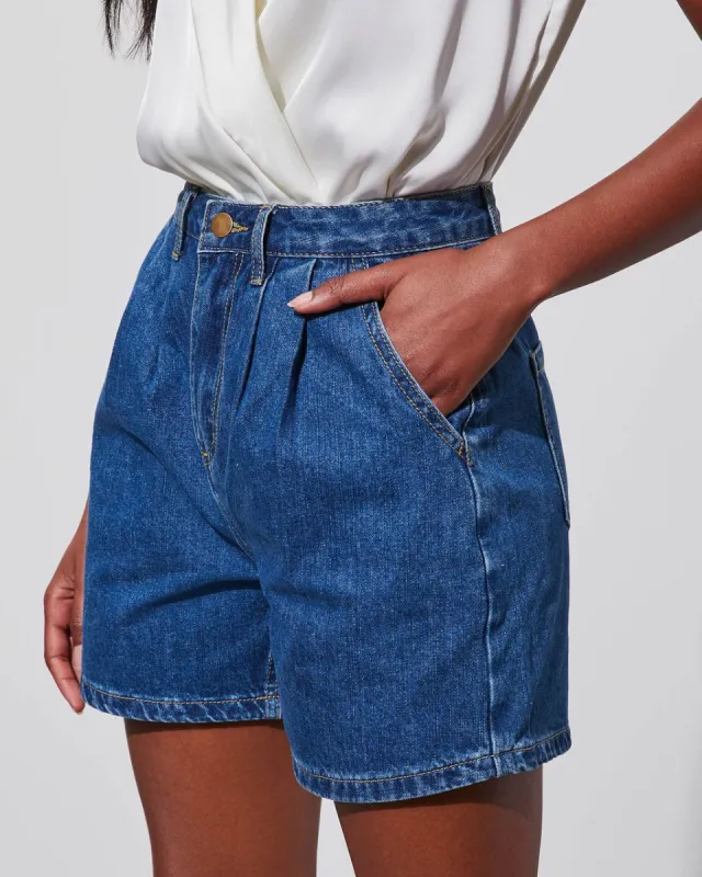 Candace High Rise Denim Shorts - Dark Wash sold by Vici
