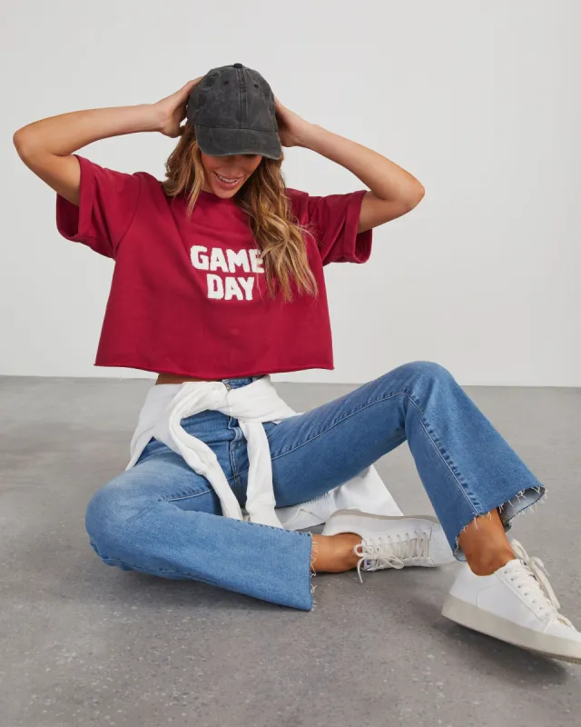 Game Day Cropped Graphic Tee - Red sold by Vici