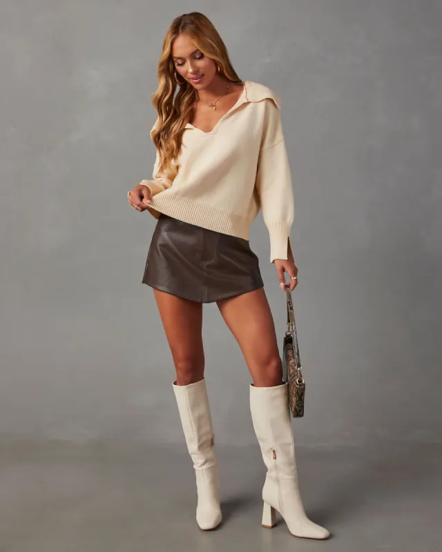 Avaleigh Collared Pullover Sweater - Ivory sold by Vici