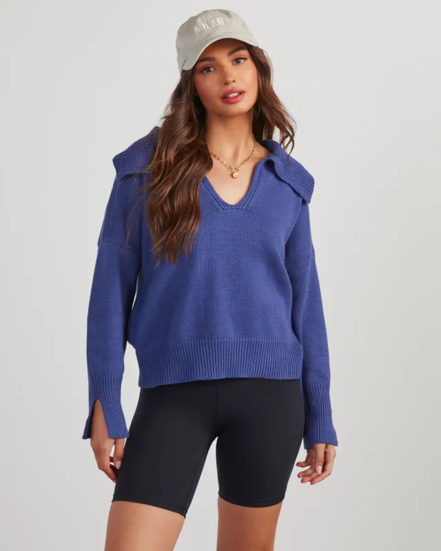 Avaleigh Collared Pullover Sweater - Navy - SALE sold by Vici