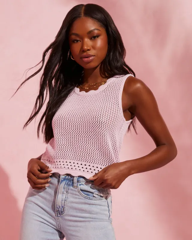 Tulare Crochet Knit Crop Tank - Pink - FINAL SALE sold by Vici