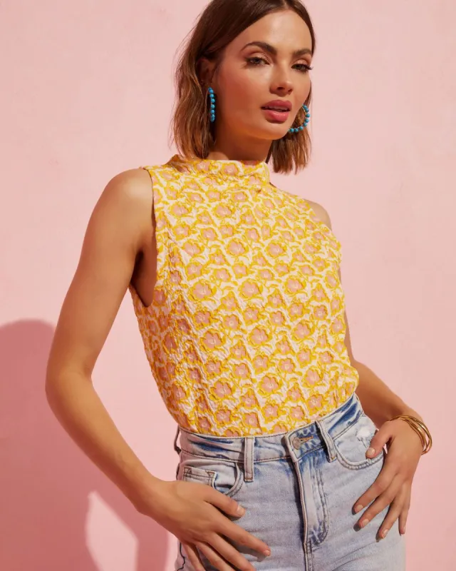 Gardiner Sleeveless Floral Top - Yellow - FINAL SALE sold by Vici