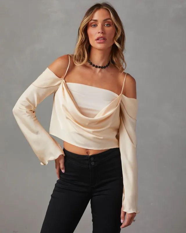 Linnie Satin Off The Shoulder Top - Champagne - SALE sold by Vici