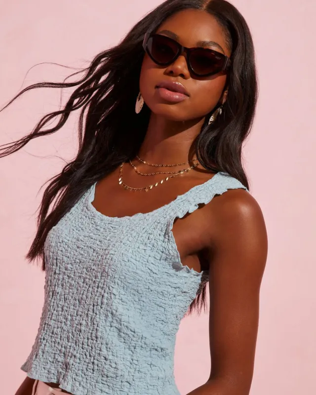 Allysia Textured Crop Tank - Blue - FINAL SALE sold by Vici