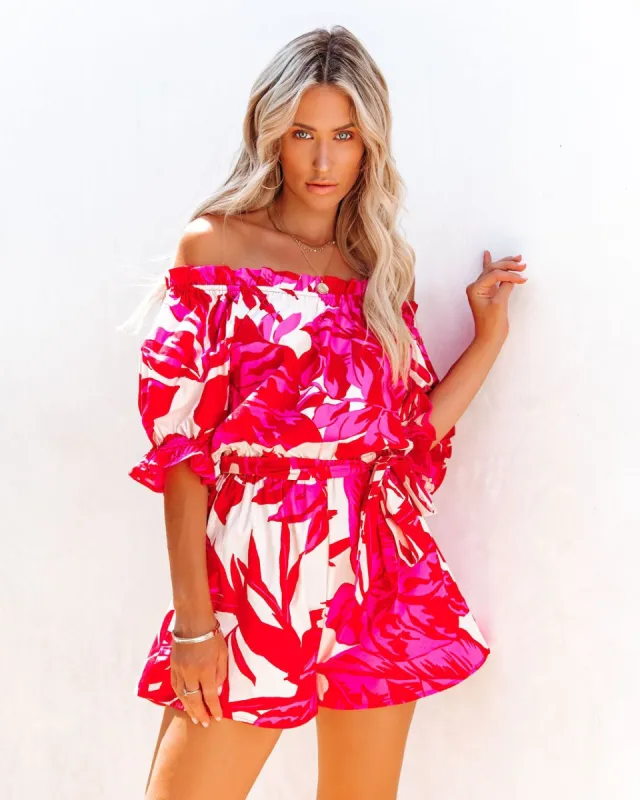 Strawberry Hill Cotton Off The Shoulder Romper - FINAL SALE sold by Vici