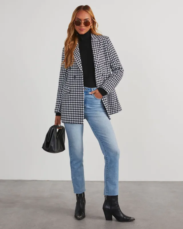 Goal Chaser Pocketed Houndstooth Blazer - Black sold by Vici