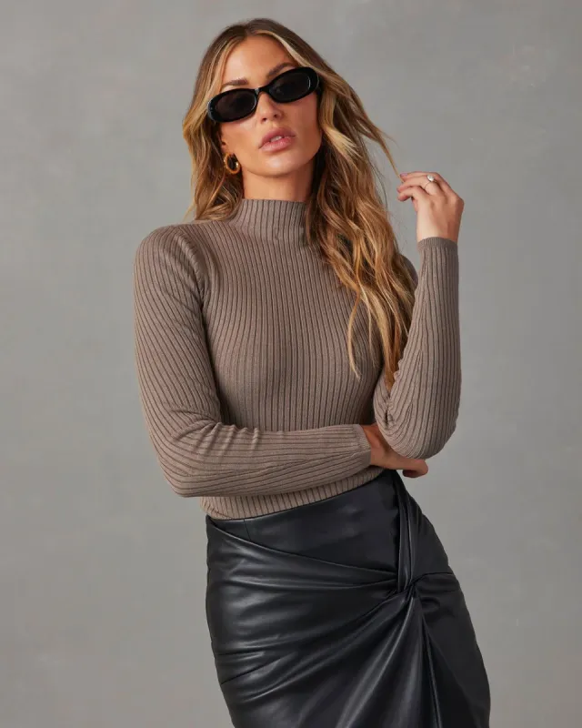 Grainge Mock Neck Knit Top - Mocha sold by Vici