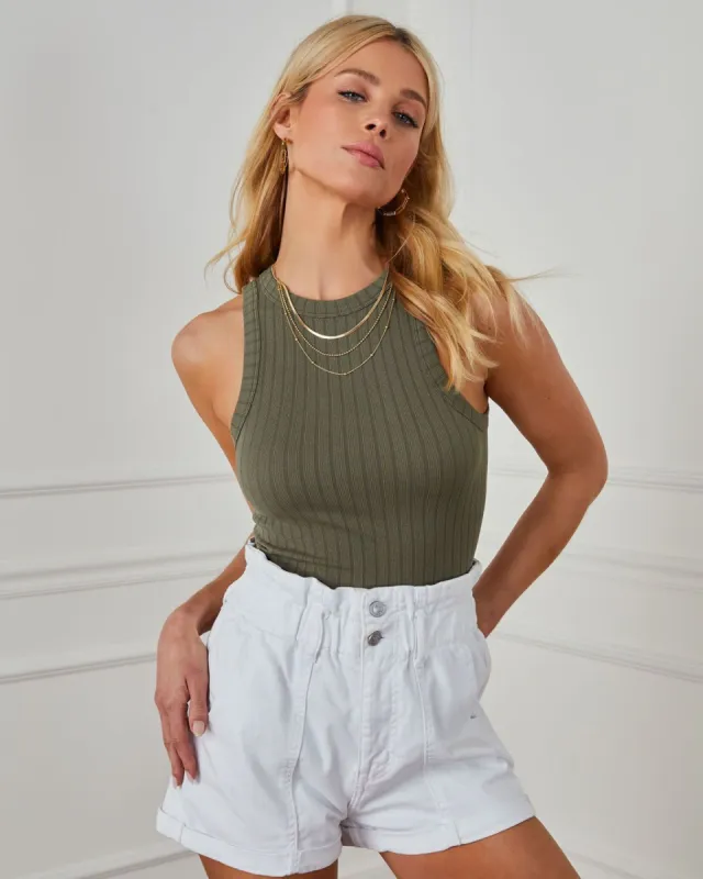 Joaquin Ribbed Crop Tank - Olive - FINAL SALE sold by Vici
