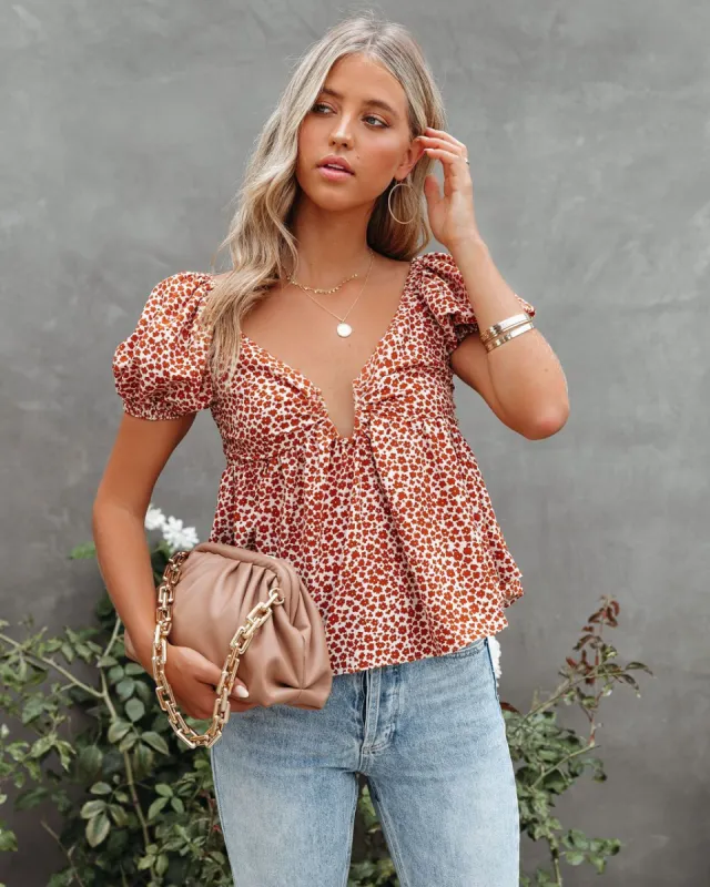 Greaves Floral Puff Sleeve Babydoll Blouse - FINAL SALE sold by Vici