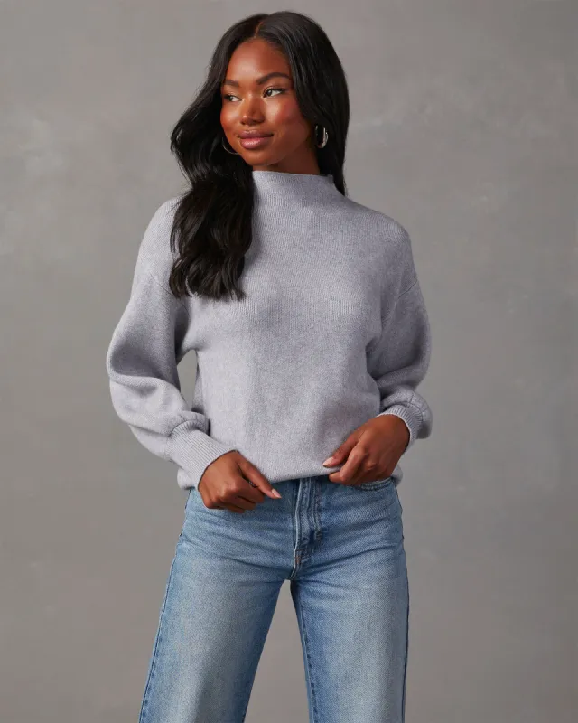 Amsterdam Mock Neck Sweater - Heather Grey made by Vici