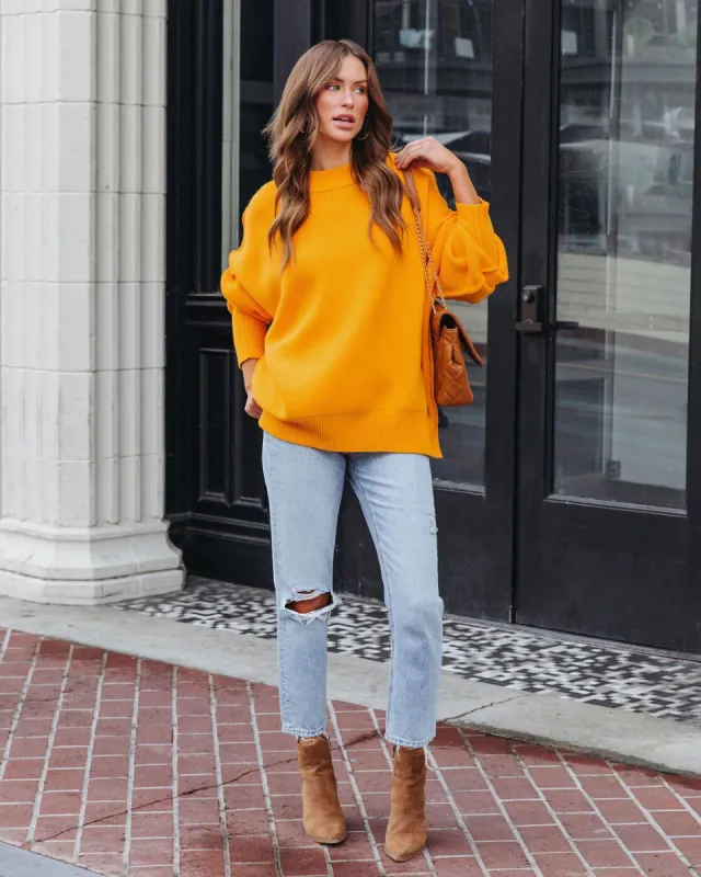 Elouise Knit Oversized Pullover Sweater - Tangerine sold by Vici
