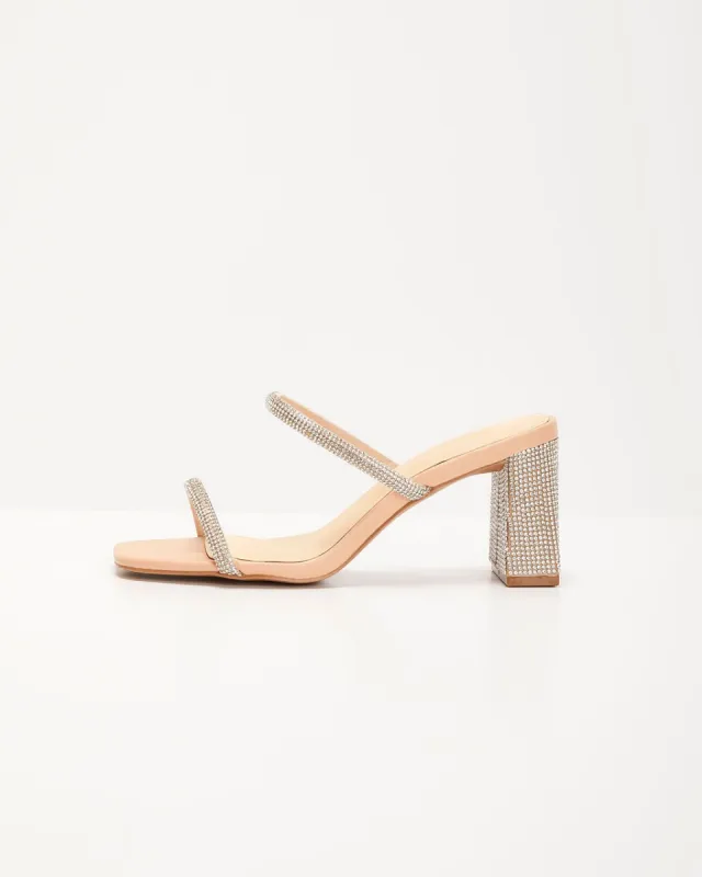 Save A Dance Crystal Heeled Sandals - Nude - SALE sold by Vici