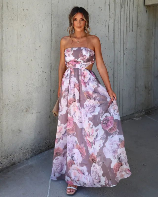 Savina Strapless Floral Maxi Dress - Pink sold by Vici