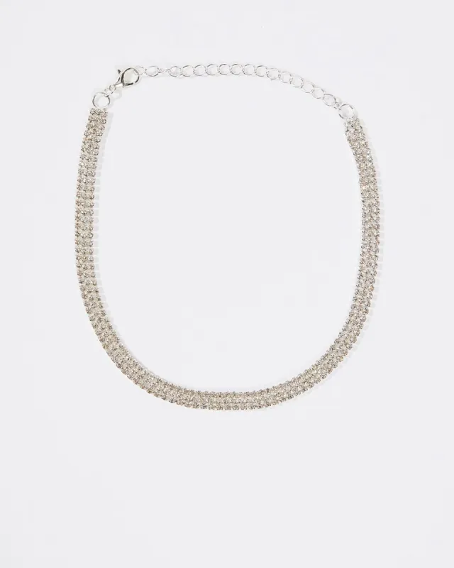 Pure Opulence Layered Tennis Necklace - Silver sold by Vici