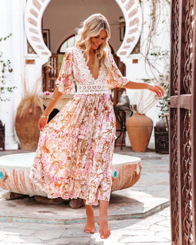 Ornette Floral Crochet Lace Midi Dress - FINAL SALE sold by Vici