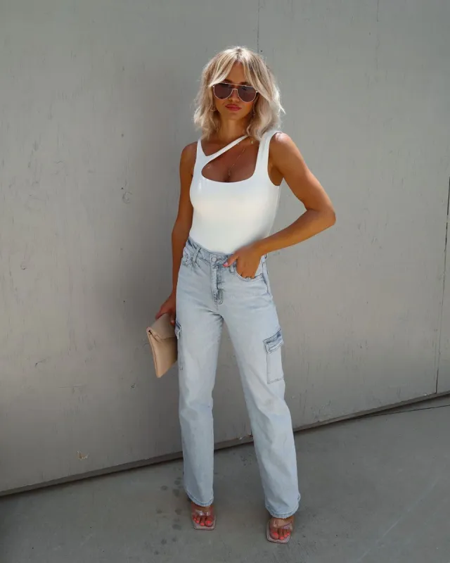 Say You Will Cutout Sleeveless Bodysuit - Off White made by Vici