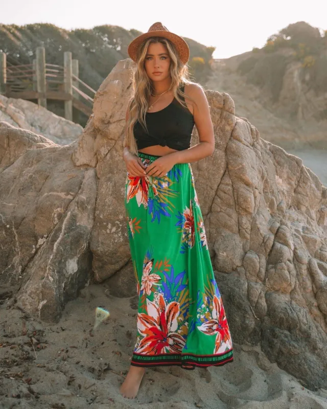 Velasquez Floral Maxi Skirt - Green sold by Vici