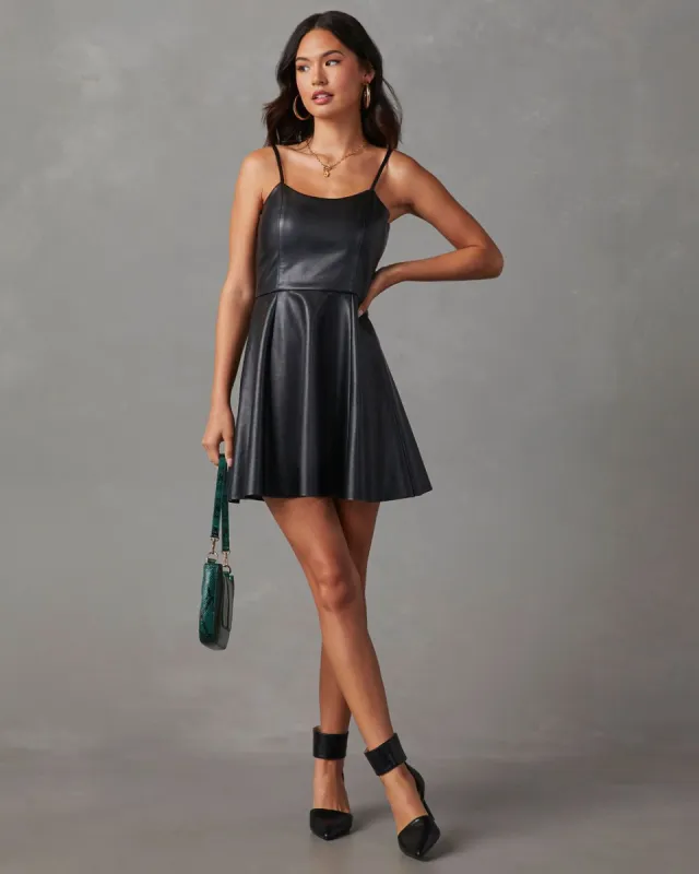 Lenoir Faux Leather Mini Dress - Black sold by Vici