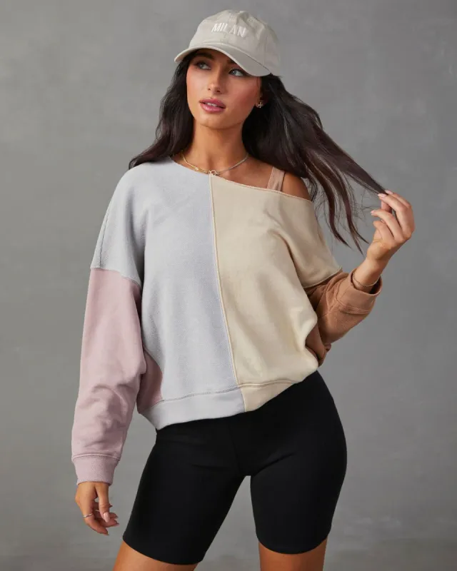 Brendel Colorblock Pullover Sweater - Cream/Grey sold by Vici
