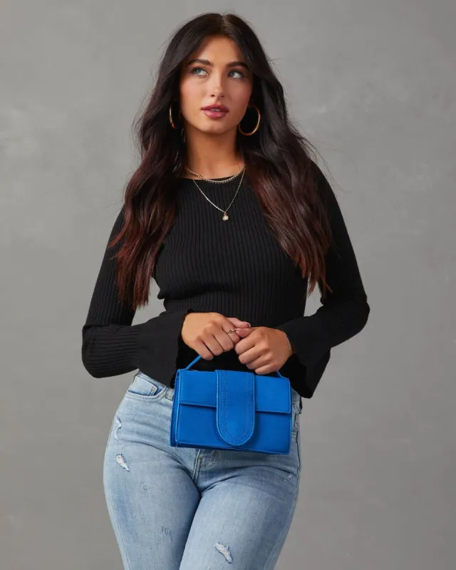 Maura Suede Crossbody Bag - Blue sold by Vici