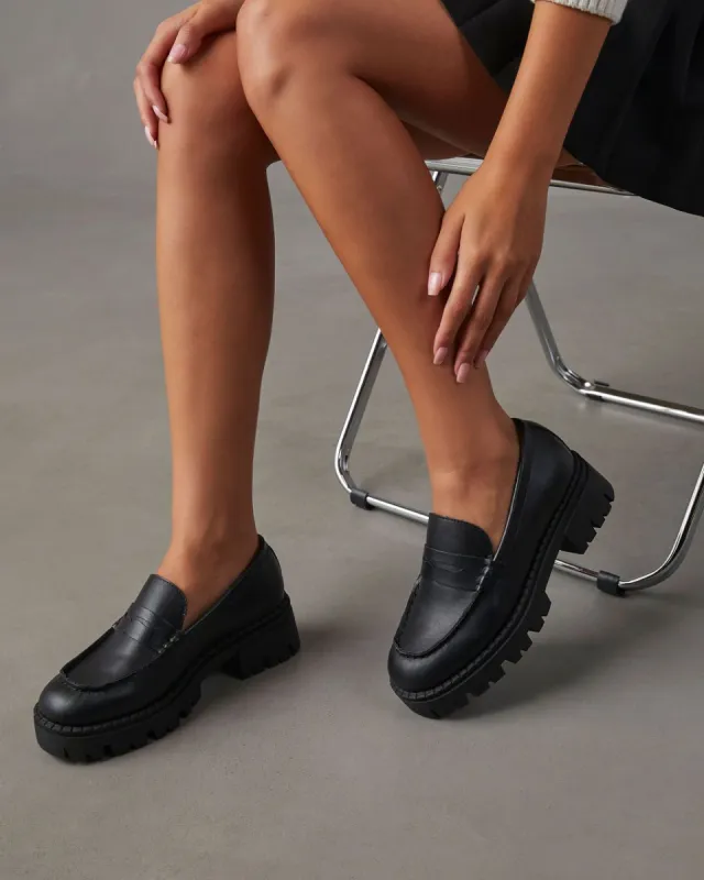 Kingsbury Chunky Faux Leather Loafers - Black sold by Vici