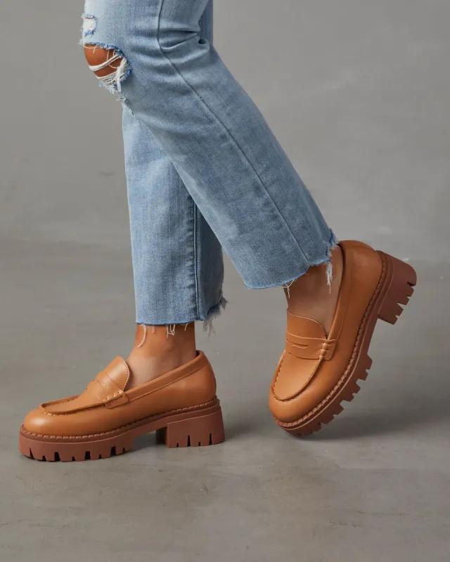 Kingsbury Chunky Faux Leather Loafers - Tan sold by Vici