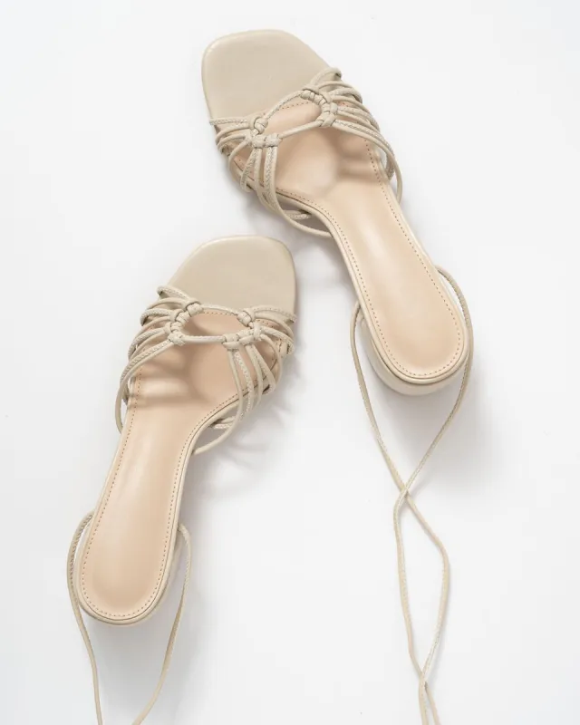 Celia Strappy Lace Up Heels - Cream - SALE sold by Vici