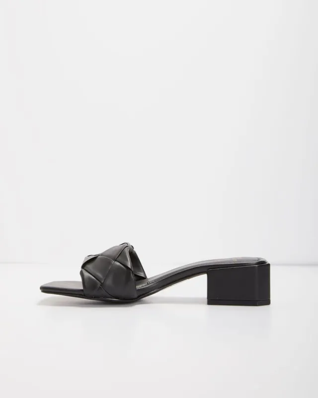 Rivette Heeled Faux Leather Sandal - Black - FINAL SALE sold by Vici