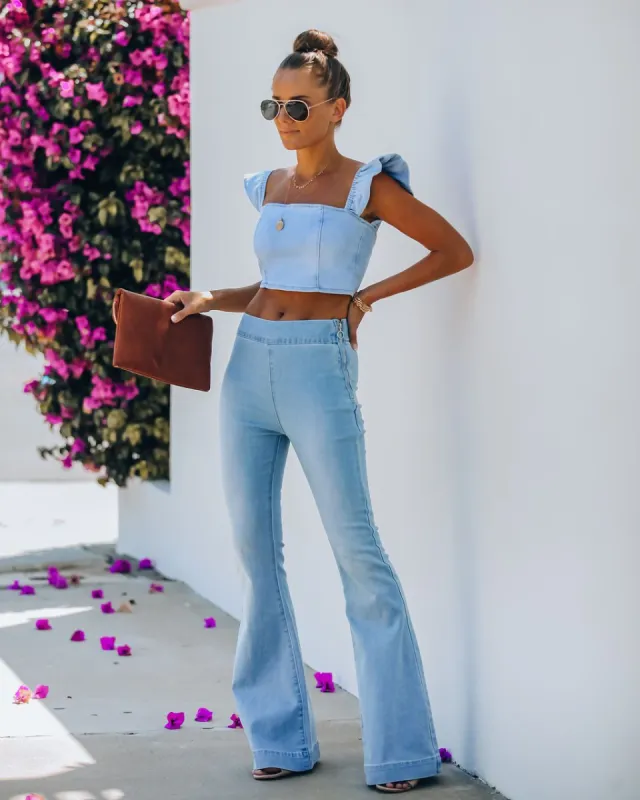 Valentina Denim Ruffle Crop Top - FINAL SALE sold by Vici