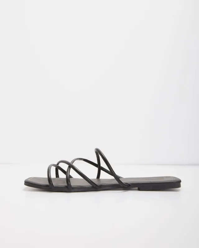 Melia Faux Leather Strappy Sandals - Black - FINAL SALE sold by Vici