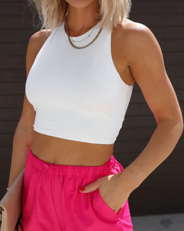 Astoria Back Tie Crop Tank - White - FINAL SALE made by Vici
