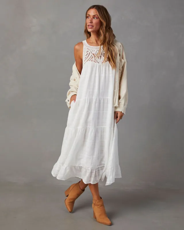 Maketta Tiered Maxi Dress - White sold by Vici