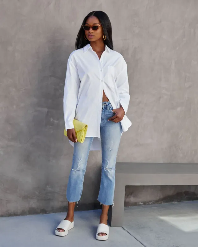 Cruise Cotton Blend Button Down Top - White - FINAL SALE sold by Vici