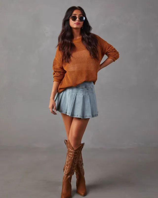 Stratton Open Stitch Sweater - Caramel made by Vici
