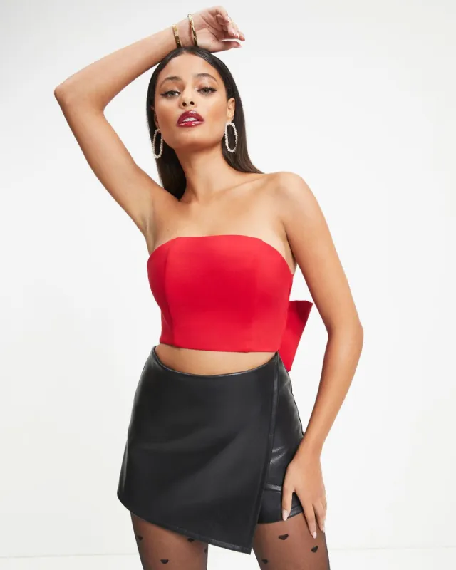 Put A Bow On It Strapless Crop Top sold by Vici