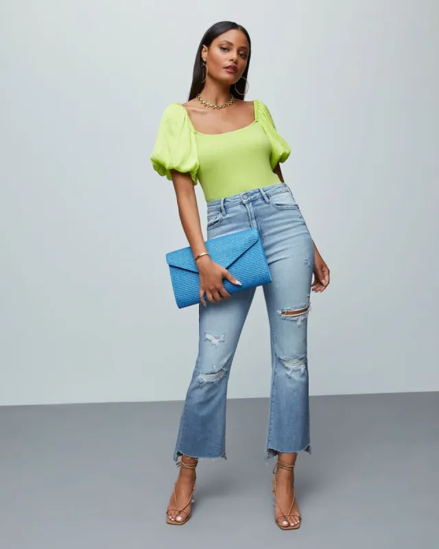 Candice Puff Sleeve Crop Top - Lime - FINAL SALE sold by Vici