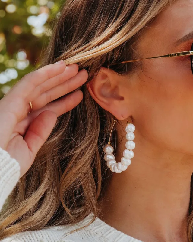 Pretty N Pearl Hoops - FINAL SALE sold by Vici
