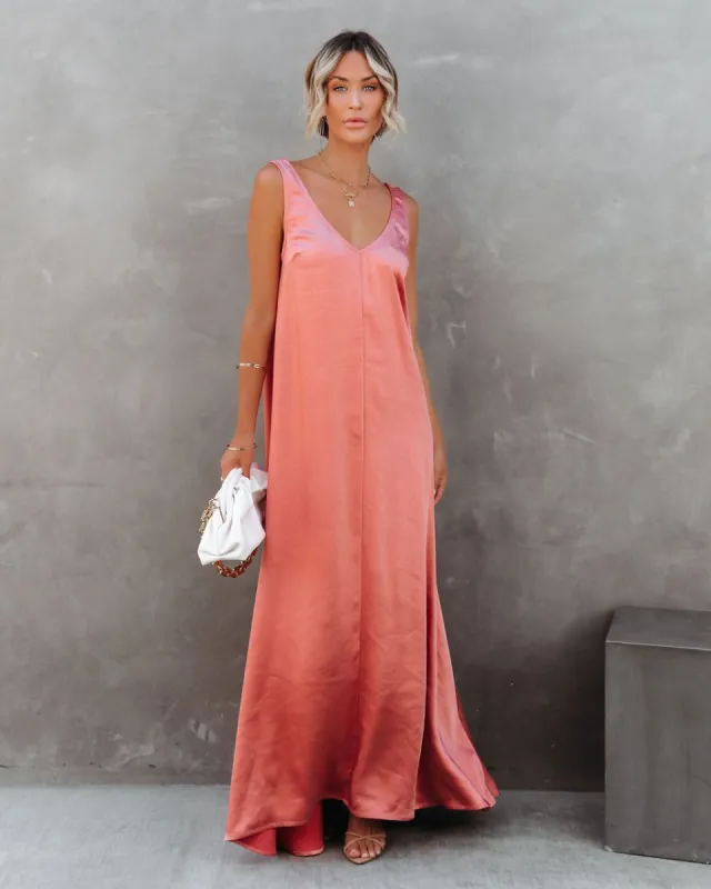 Empire Satin Maxi Dress - Light Rust - LAST CHANCE sold by Vici