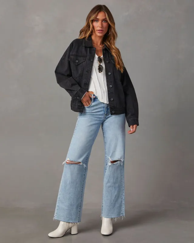 Josie Pocketed Vintage Denim Jacket - Black made by Vici