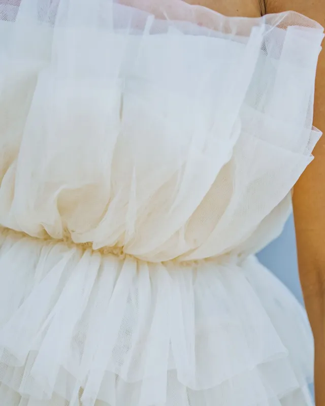 Lille Strapless Tulle Mini Dress sold by Vici